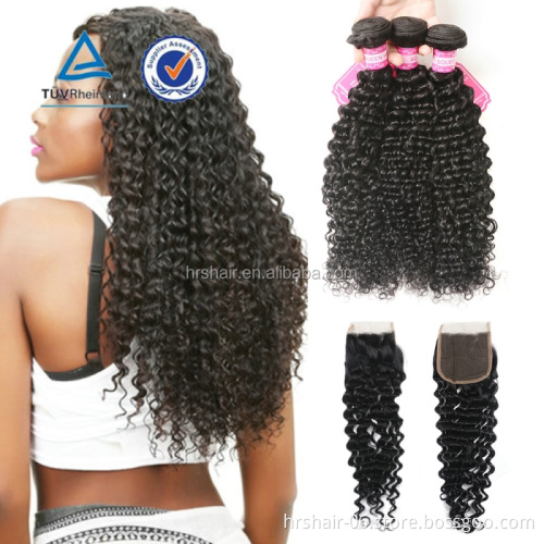 Lace Frontal Closure for full head Spanish curly 100% virgin Remy Peruvian human hair weaving